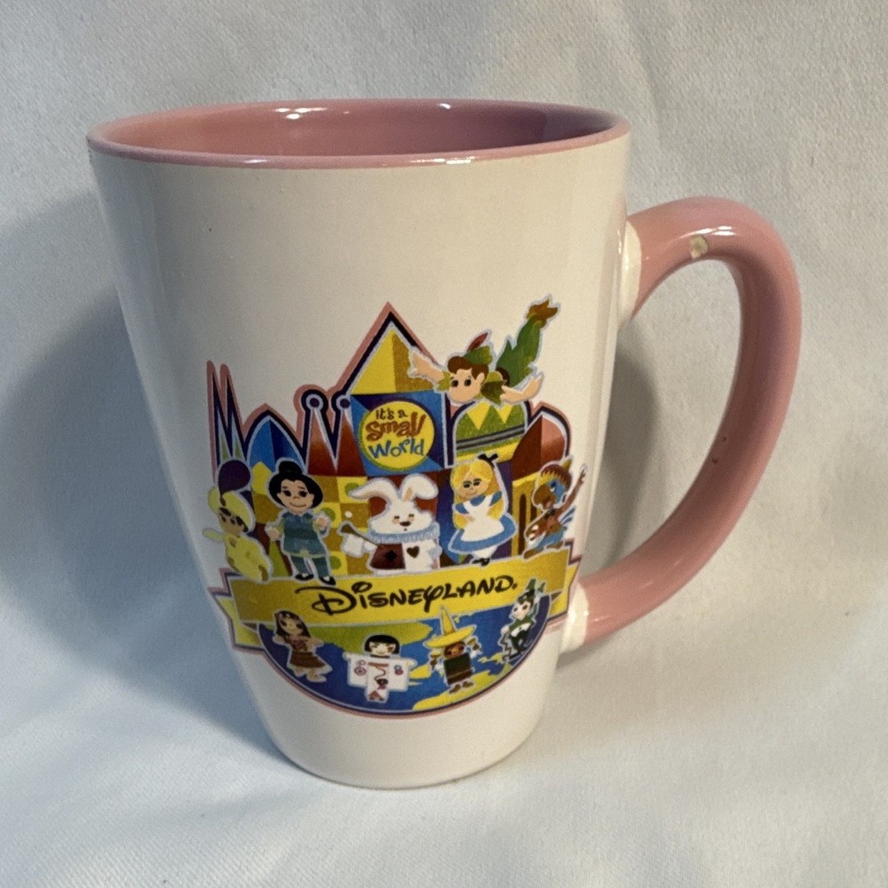 Vintage M Ware Disney Disneyland It's a Small World Pink Ceramic Mug